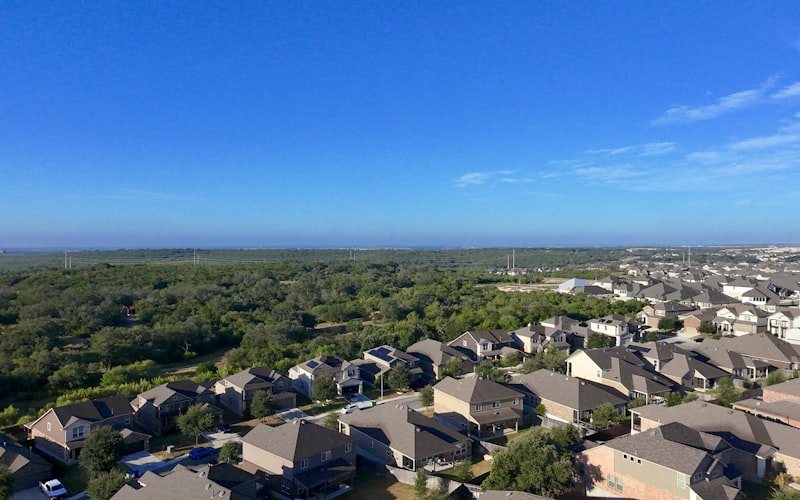Aerial view of suburban neighborhood in the San Antonio area